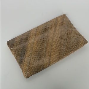 Genuine leather and snake Ronay hinged clutch